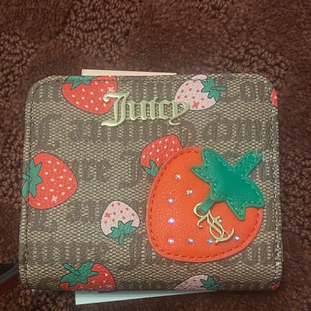 Juicy Couture Brown Wallet with Strawberry Accents